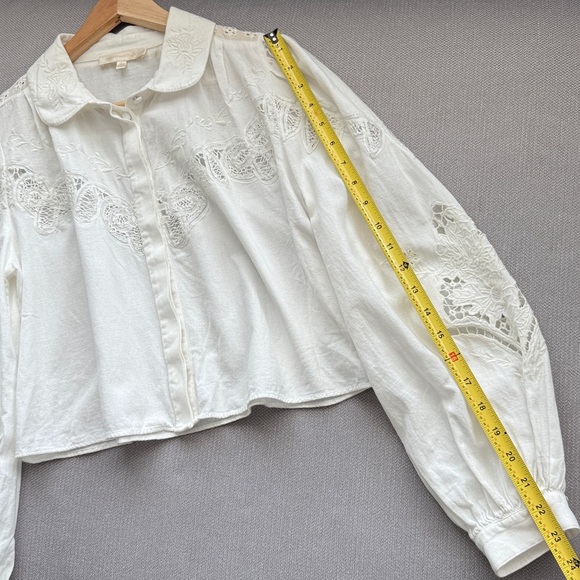 LoveShackFancy White Embroidered Blouse Size S - Picture 9 of 15